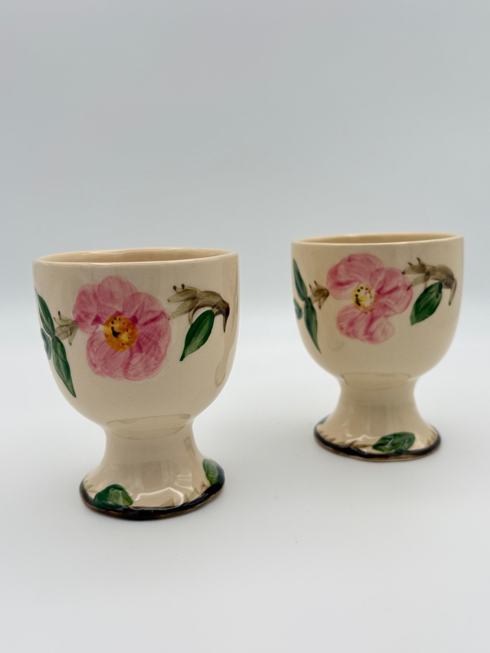 Franciscan Desert Rose Egg Cups Set 2 Vintage USA 3.5” Floral